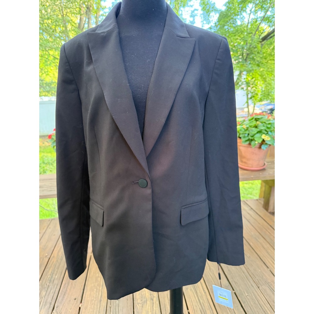 Calvin Klein Womens Black Single Button Blazer Jacket S2JT1011 Size 14 NWT